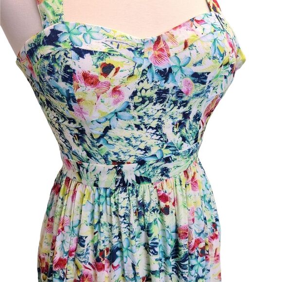 Forever 21 Exclusive Tropical High Low Back Cutout Dress S - Picture 2 of 16